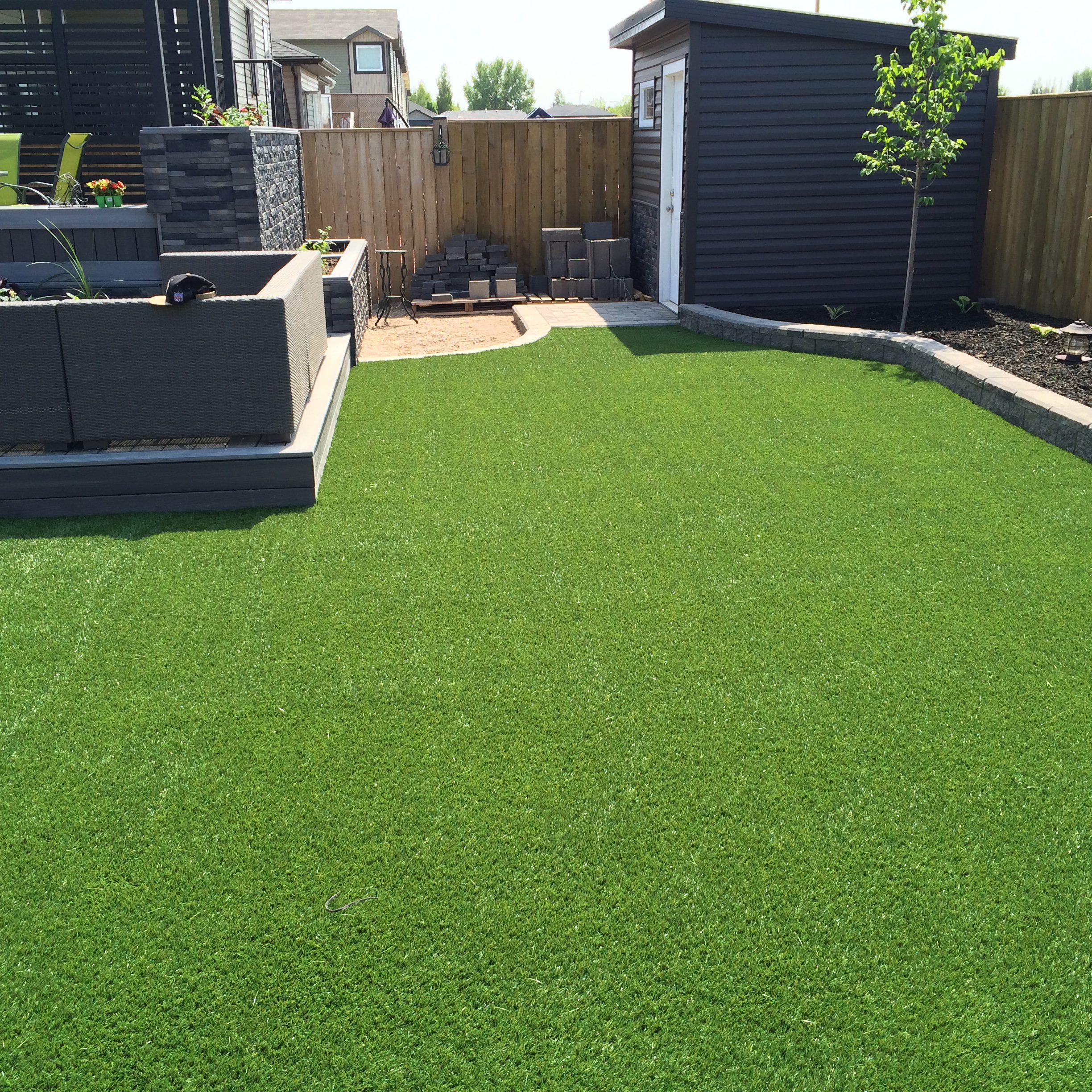 Landscaping Saskatoon brick turf project